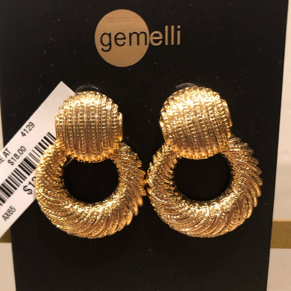 NWT - Gold plated door knocker drop earrings / gold earrings